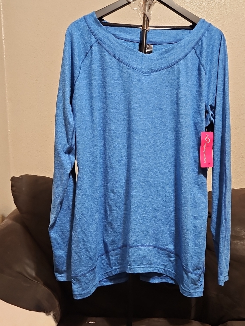 Moving Comfort Blue Heather Lightweight Raglan Pullover